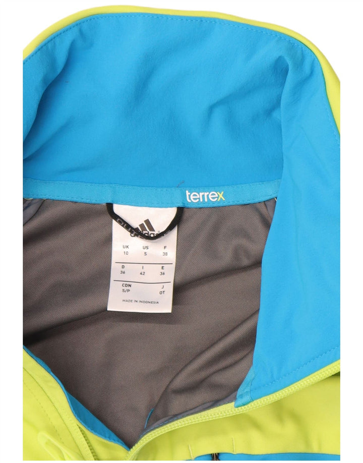 Adidas Damen Terrex Trainingsanzug Top Jacke UK 10 Small Grün Farbblock