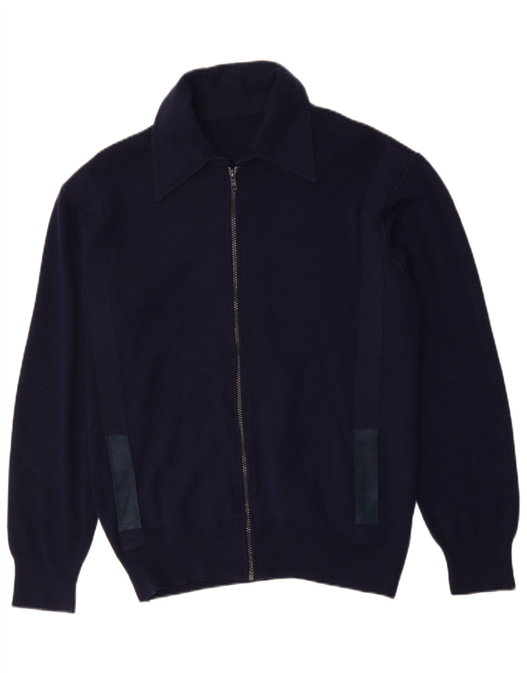 Vintage Herren Cardigan Pullover Medium Marineblaue Wolle