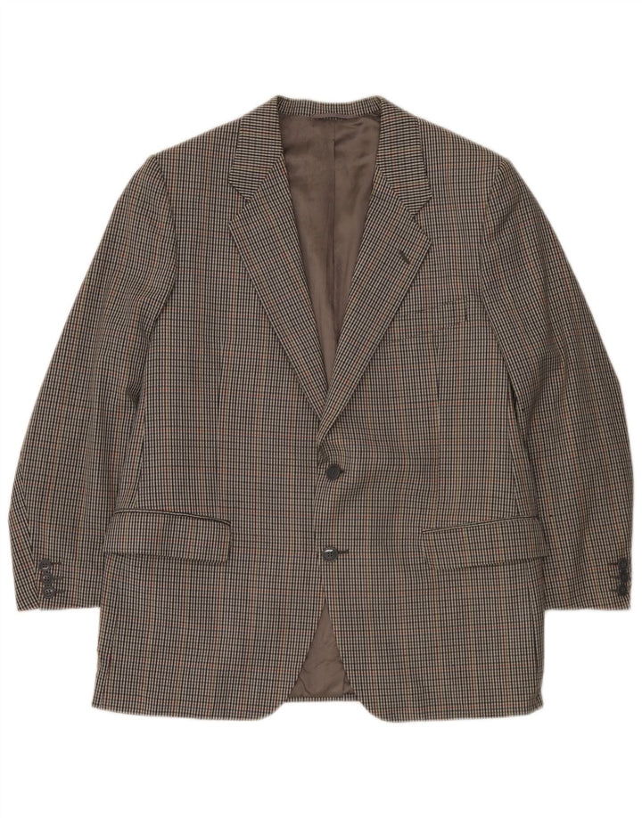 Vintage Herren 2-Knopf-Blazerjacke UK 38 Mittelgrauer Hahnentrittmuster