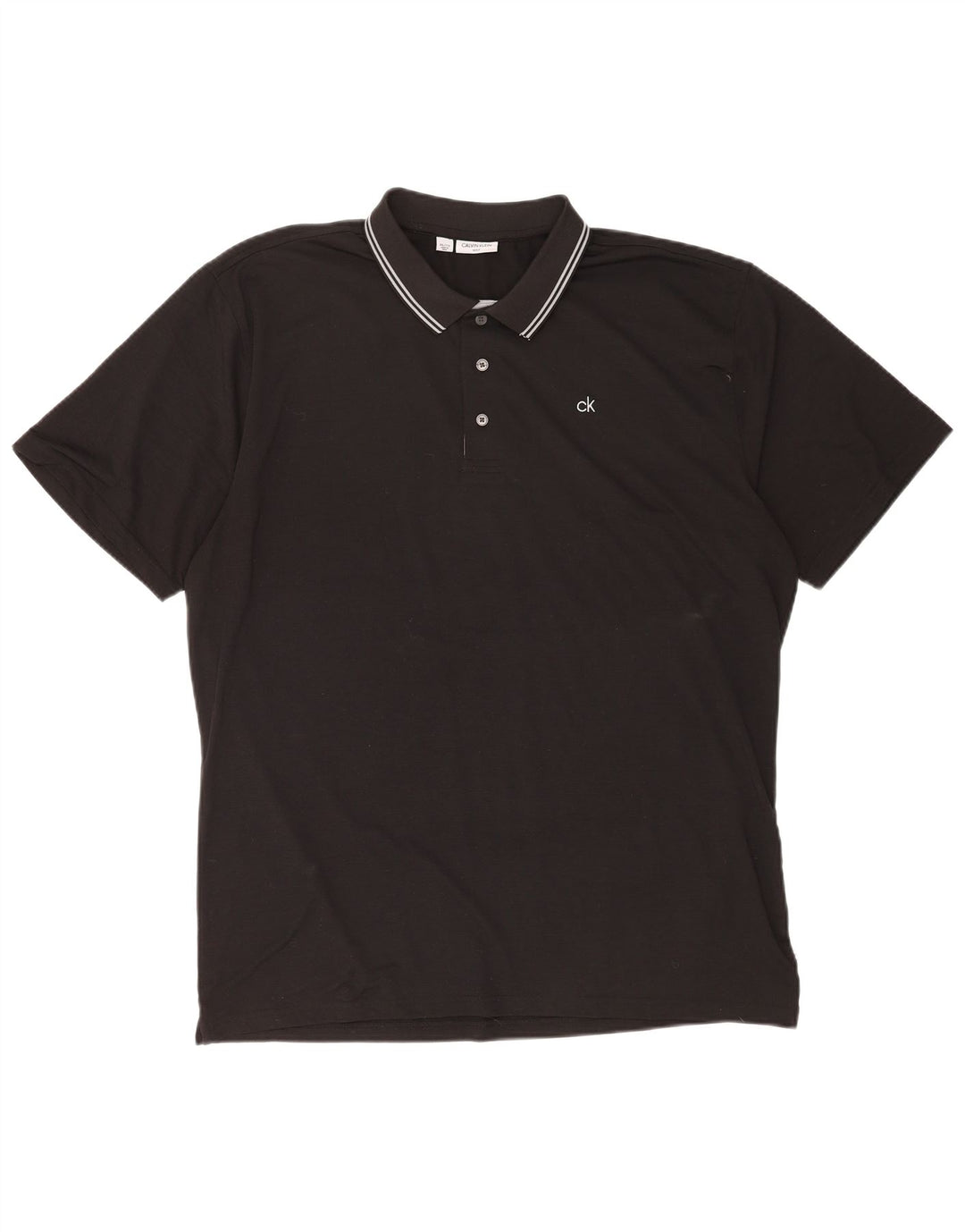 Calvin Klein Herren Poloshirt 2XL Schwarz gestreift Polyester