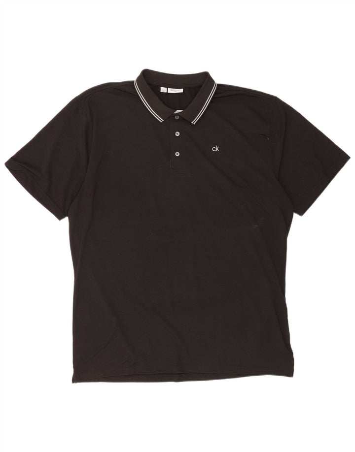 Calvin Klein Herren Poloshirt 2XL Schwarz gestreift Polyester