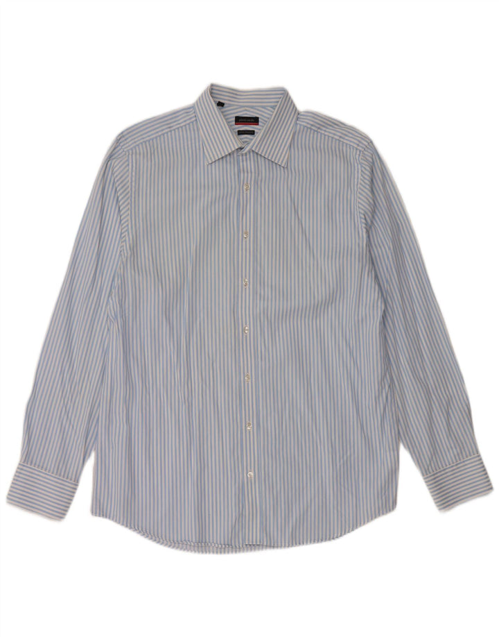 Pierre Cardin Herrenhemd, Größe 41, mittelblau, gestreift, Baumwolle
