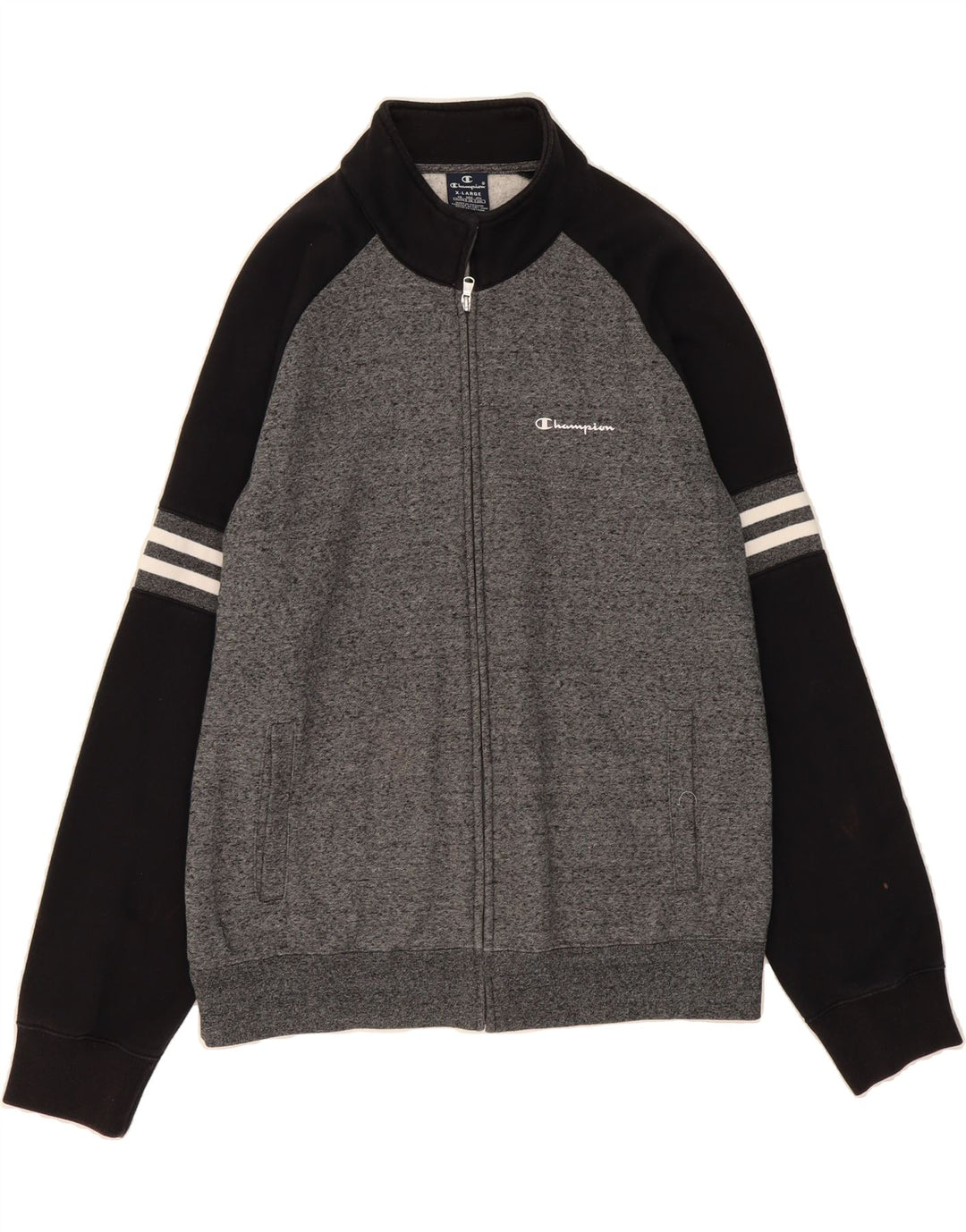 CHAMPION Mens Tracksuit Top Jacket XL Grey Colourblock Cotton Vintage Champion and Second-Hand Champion from Messina Hembry 