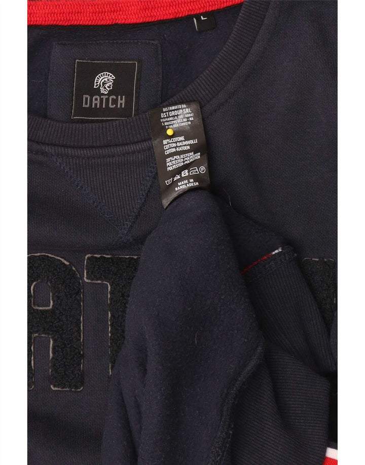 Datch Herren-Sweatshirt mit Grafik, groß, marineblau, Baumwolle