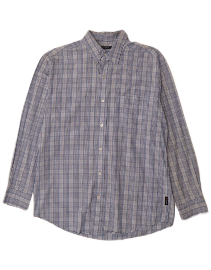 Chaps Herrenhemd aus mittelblau karierter Baumwolle