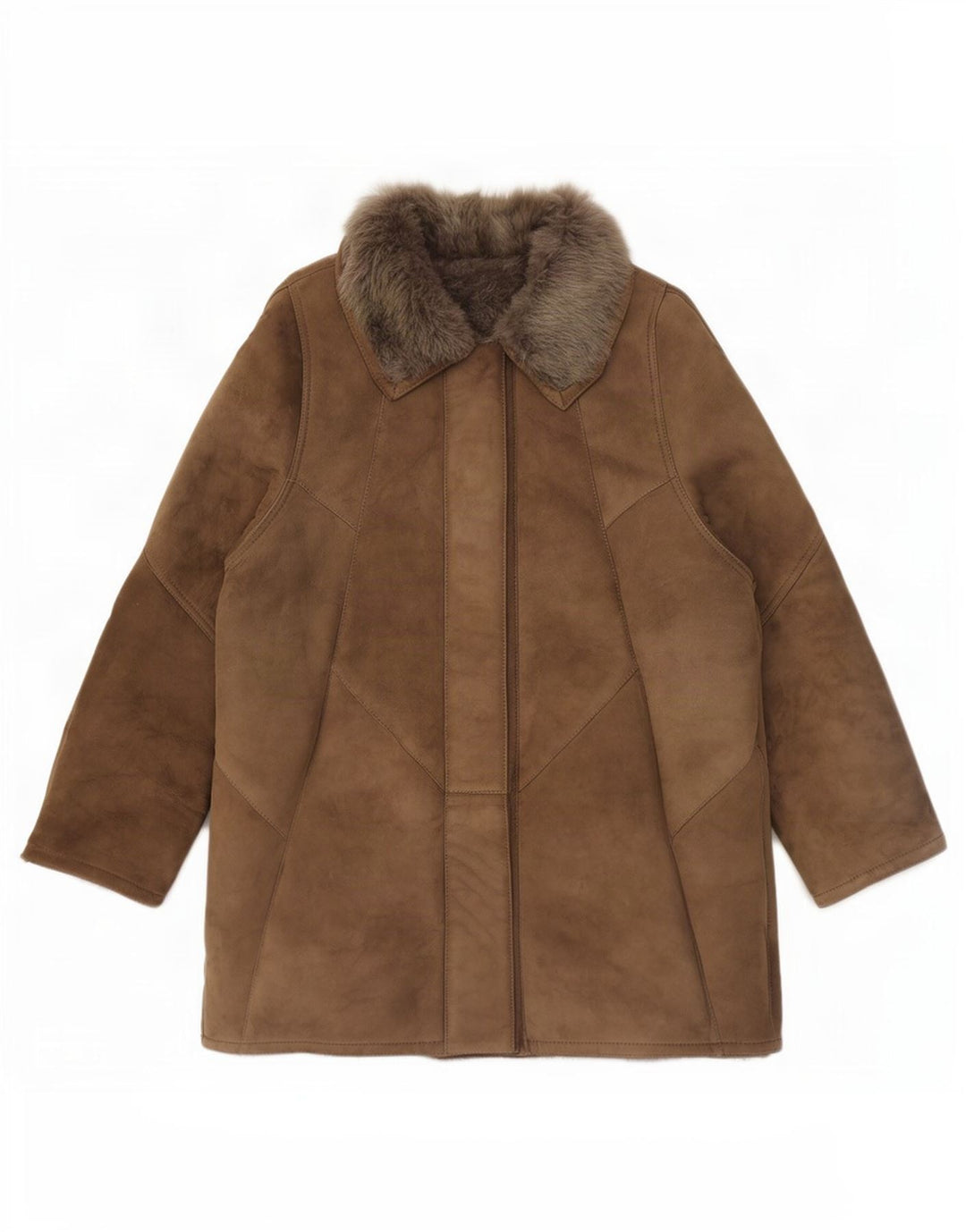 Vintage Damen Shearling Jacke EU 46 XL Braun