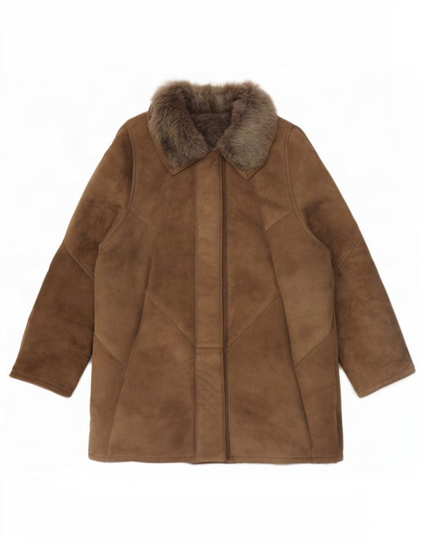 Vintage Damen Shearling Jacke EU 46 XL Braun