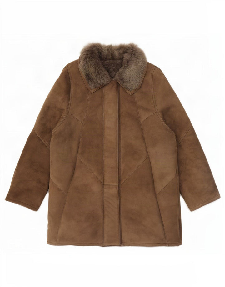 Vintage Damen Shearling Jacke EU 46 XL Braun