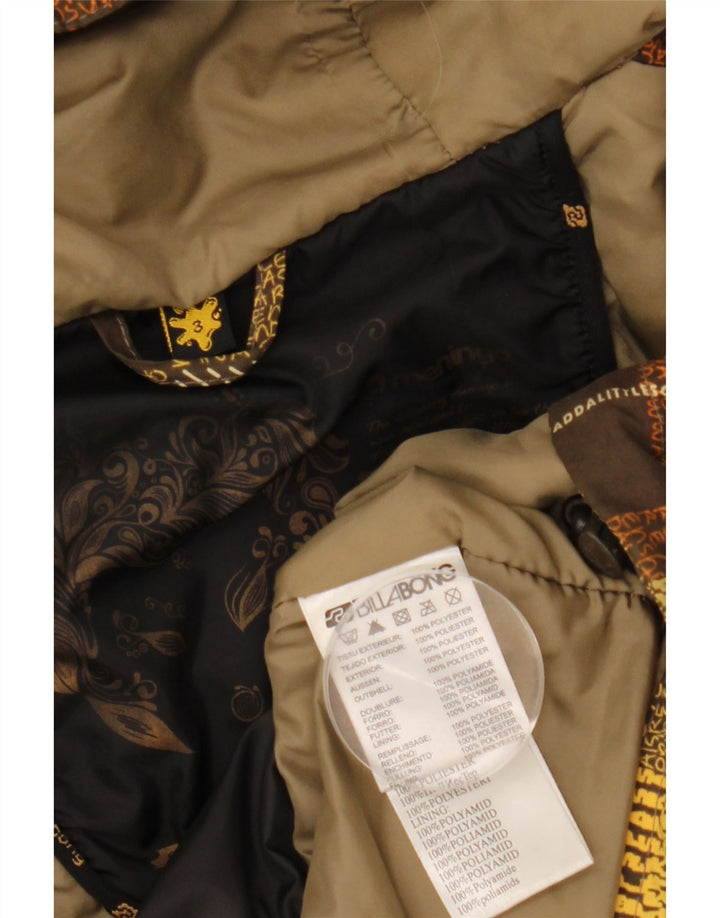 Billabong Damen-Windbreakerjacke mit Kapuze, Größe 3, klein, braun kariert