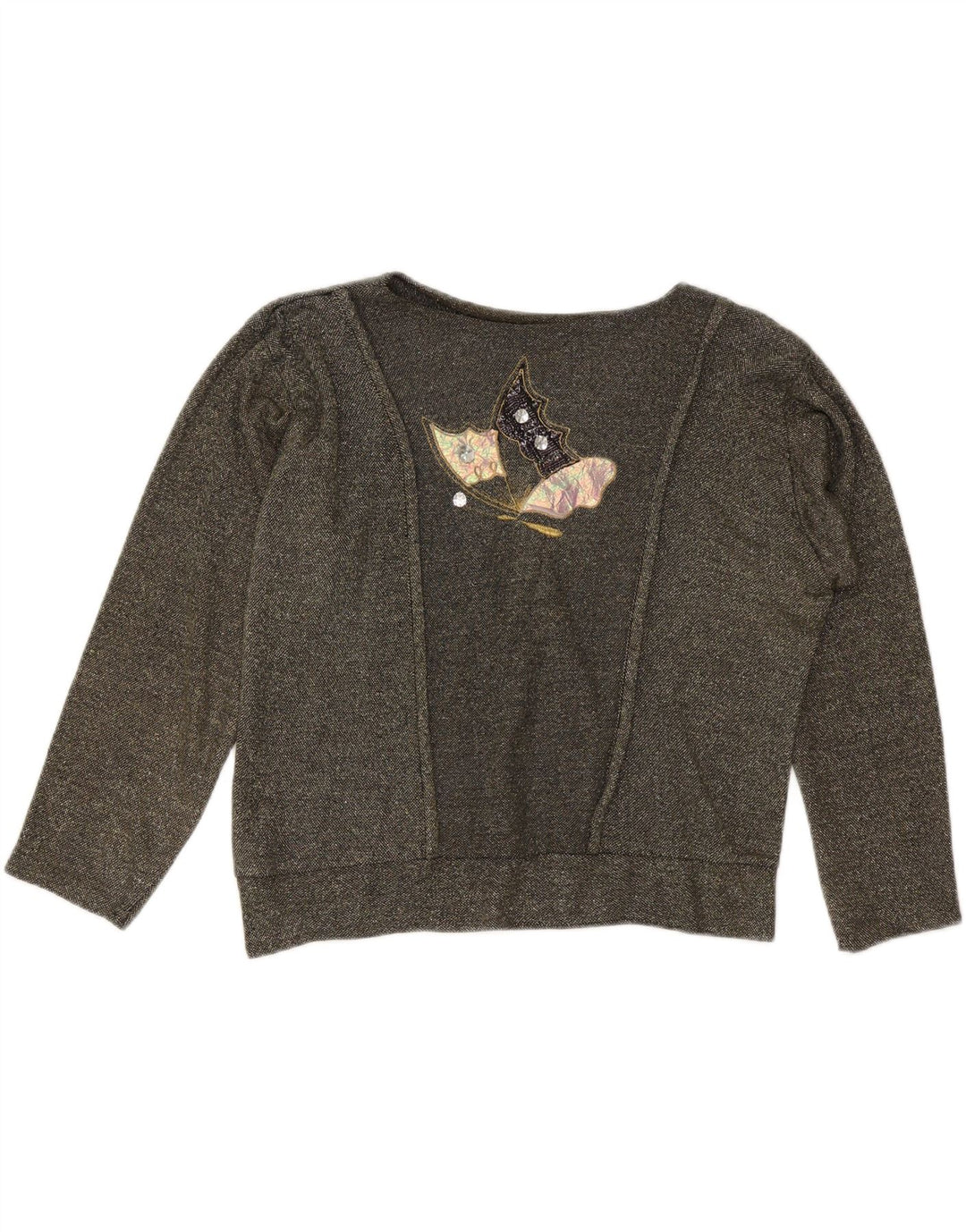 VINTAGE Übergroßer Grafik-Sweatshirtpullover für Damen UK 10 Small Grau