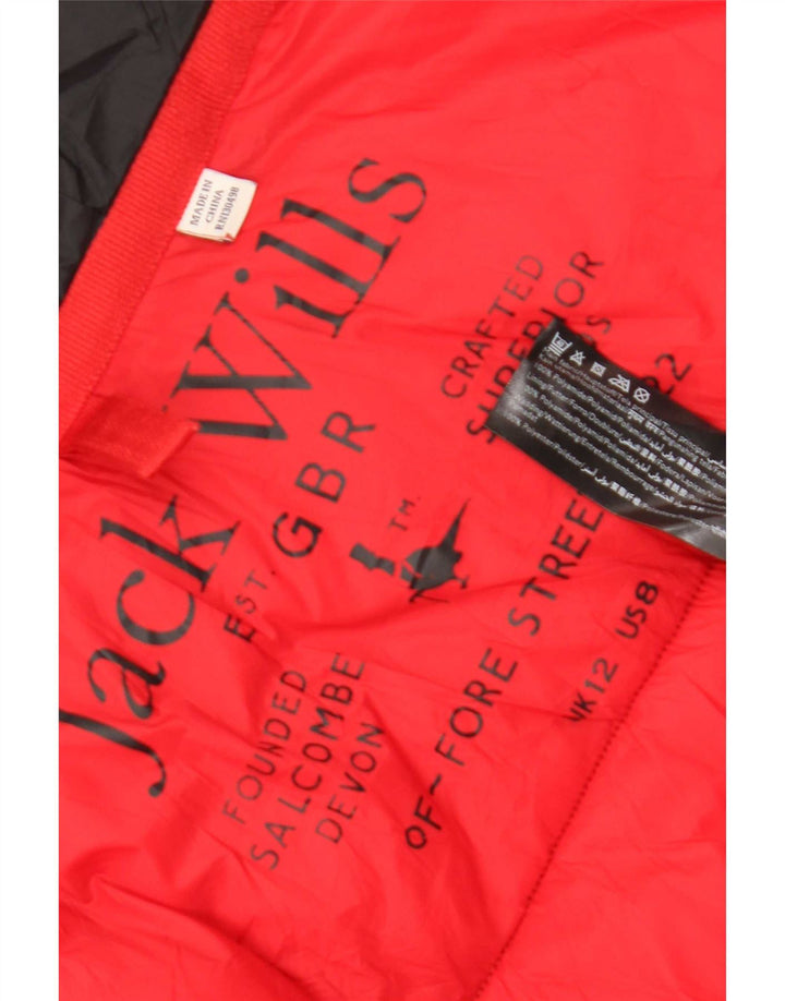 Jack Wills Wattierte Damenjacke mit Kapuze, UK 12, Mittelschwarz, Polyamid