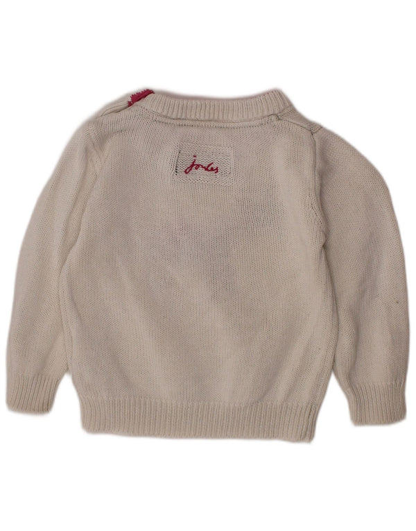 JOULES Baby-Mädchen-Pullover mit U-Boot-Ausschnitt, 12–18 Monate, weißes Tiermuster