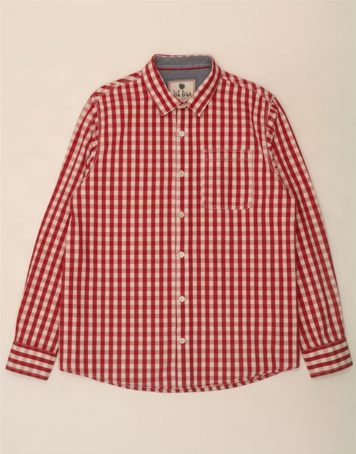 Fat Face Herrenhemd XL aus roter Gingham-Baumwolle