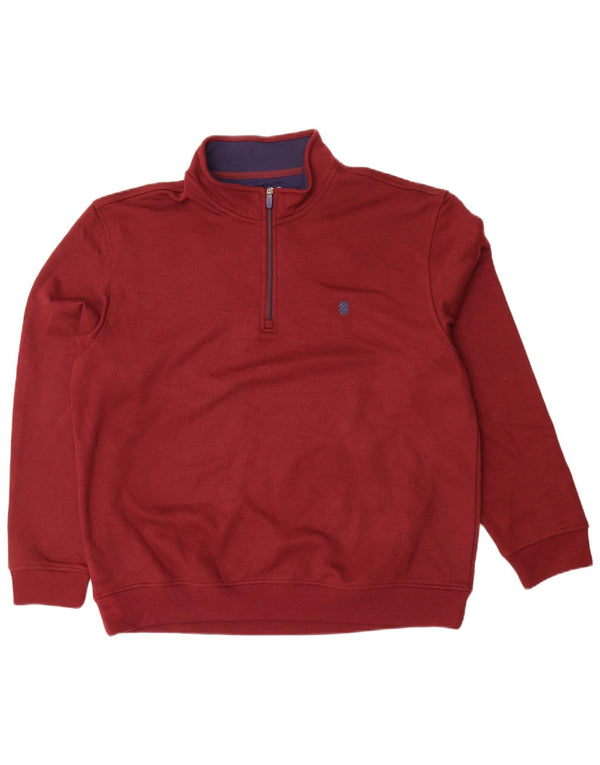 Izod Herren-Sweatshirt mit Reißverschluss am Hals, XL, kastanienbraunes Polyester