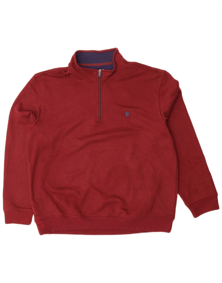Izod Herren-Sweatshirt mit Reißverschluss am Hals, XL, kastanienbraunes Polyester