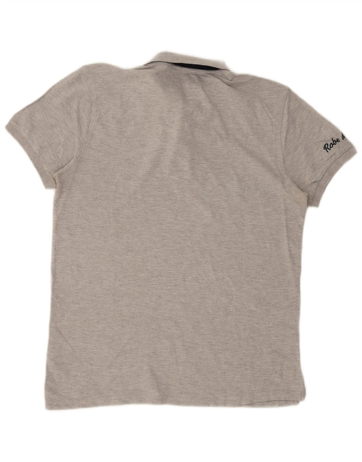 Kappa Herren-Poloshirt, groß, graue Colourblock-Baumwolle