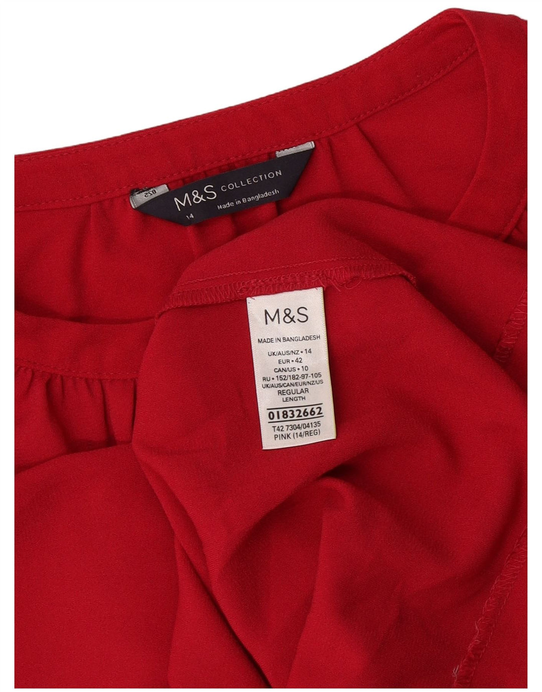 Marks & Spencer Damen-Etuikleid mit 3/4-Ärmeln, Gr. 14, Größe L, Rosa, Polyester