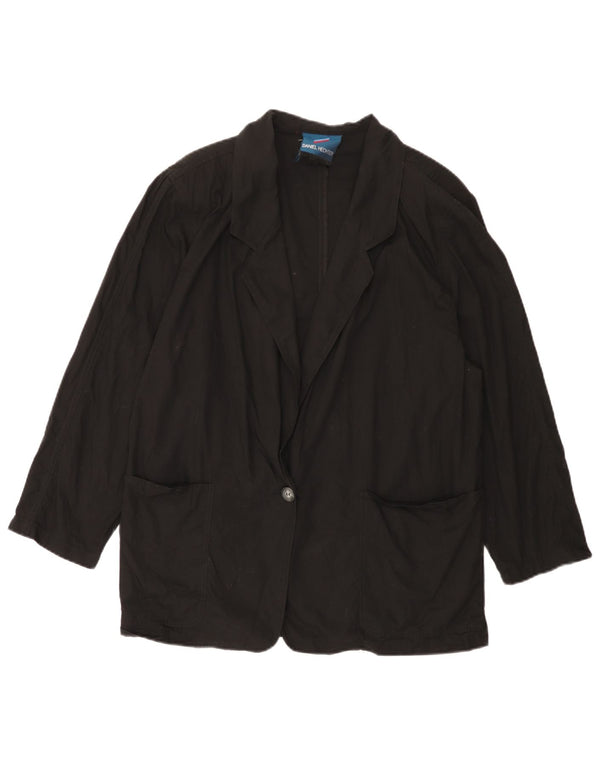 Daniel Hechter Damen 1-Knopf-Blazerjacke IT 48 XL Schwarze Baumwolle