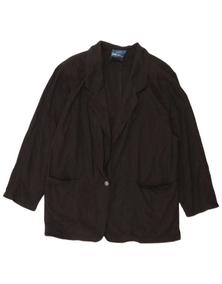 Daniel Hechter Damen 1-Knopf-Blazerjacke IT 48 XL Schwarze Baumwolle