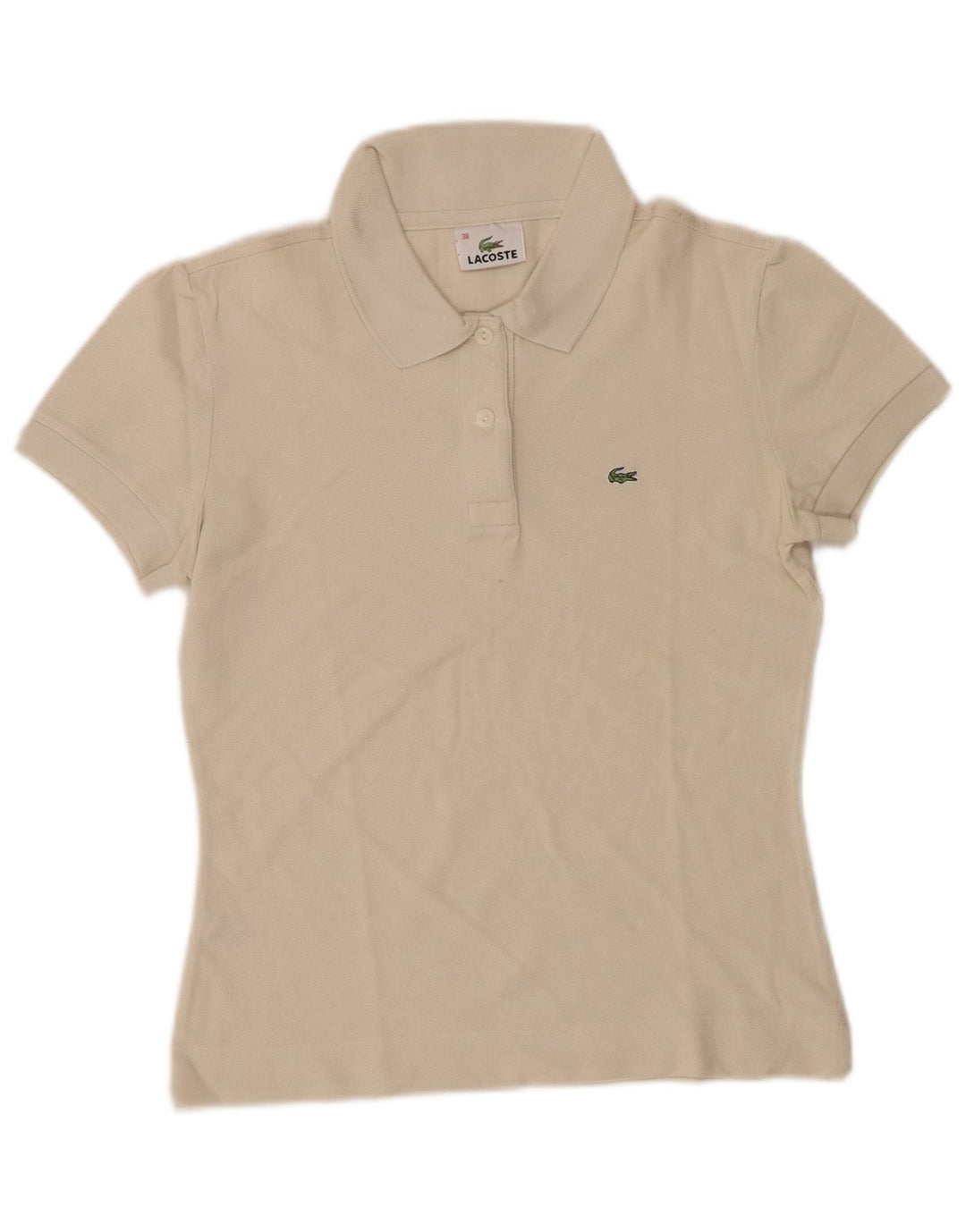 LACOSTE Damen-Poloshirt, Größe 38, mittelweiße Baumwolle