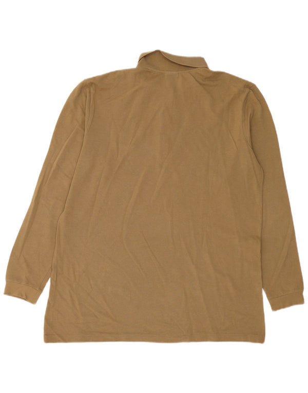 Lacoste Damen Langarm-Poloshirt Größe 46 XL Khaki Baumwolle