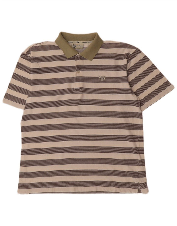 Sergio Tacchini Herren-Poloshirt aus mittelgrauer, gestreifter Baumwolle