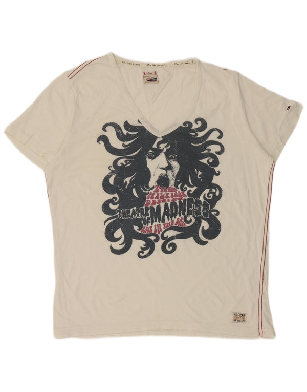 Tommy Hilfiger Damen Grafik-T-Shirt-Oberteil UK 16 Large Weiß