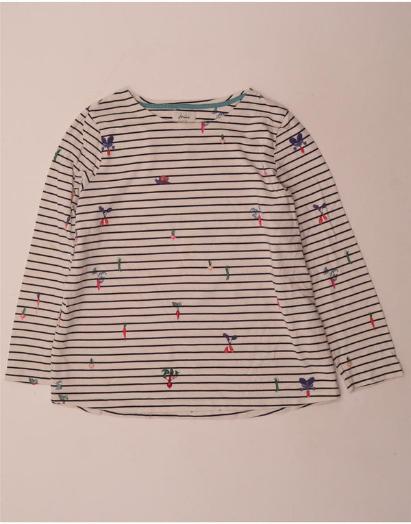 Joules Womens Graphic Top Long Sleeve UK 22 3XL White Striped Cotton