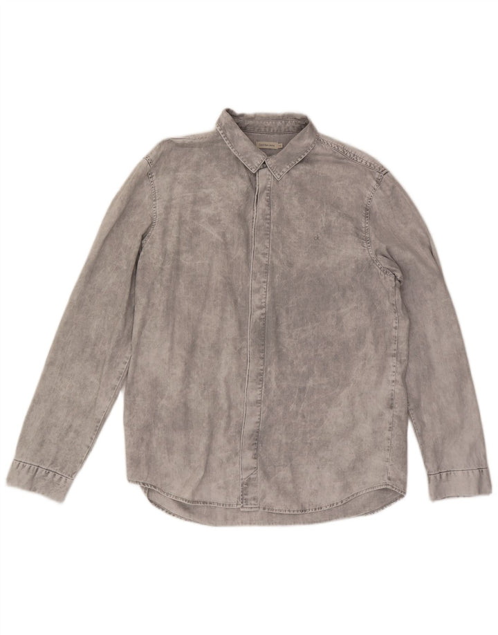 Calvin Klein Jeans Herren Jeanshemd XL Grau Baumwolle