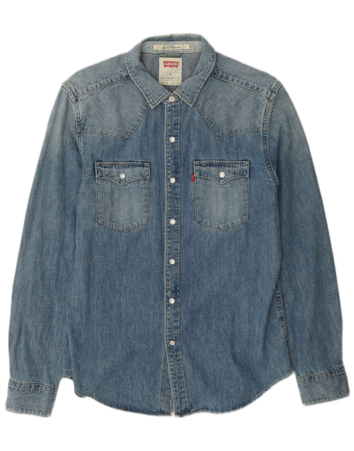 Levi's Herren Slim-Fit-Jeanshemd aus mittelblauer Baumwolle