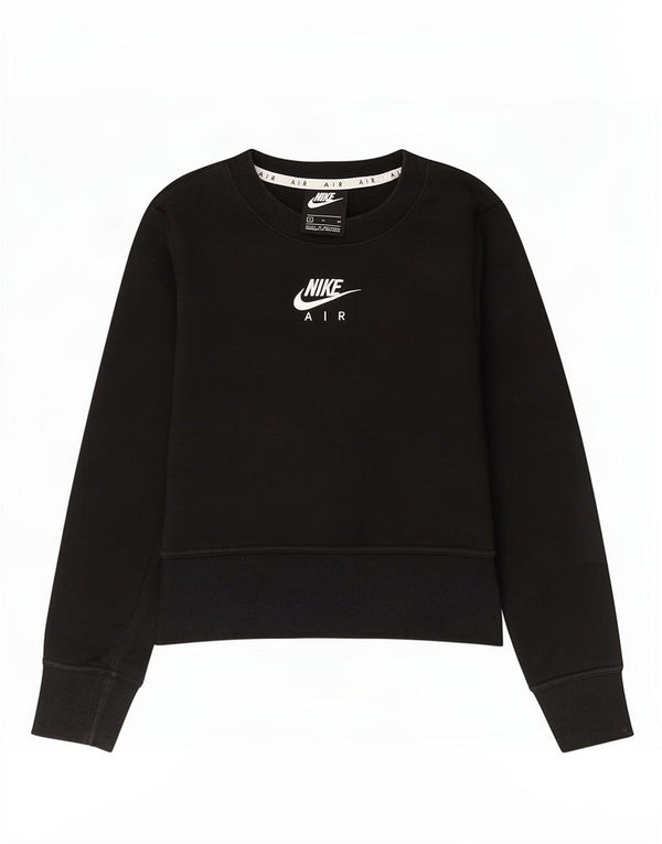 Nike Womens Crop Graphic Sweatshirt Jumper UK 10 Small Black Cotton