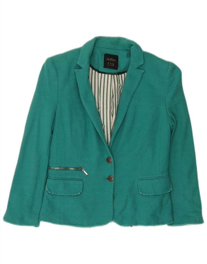 Zara Damen Crop 2 Button Blazer Jacke UK 10 Small Blau