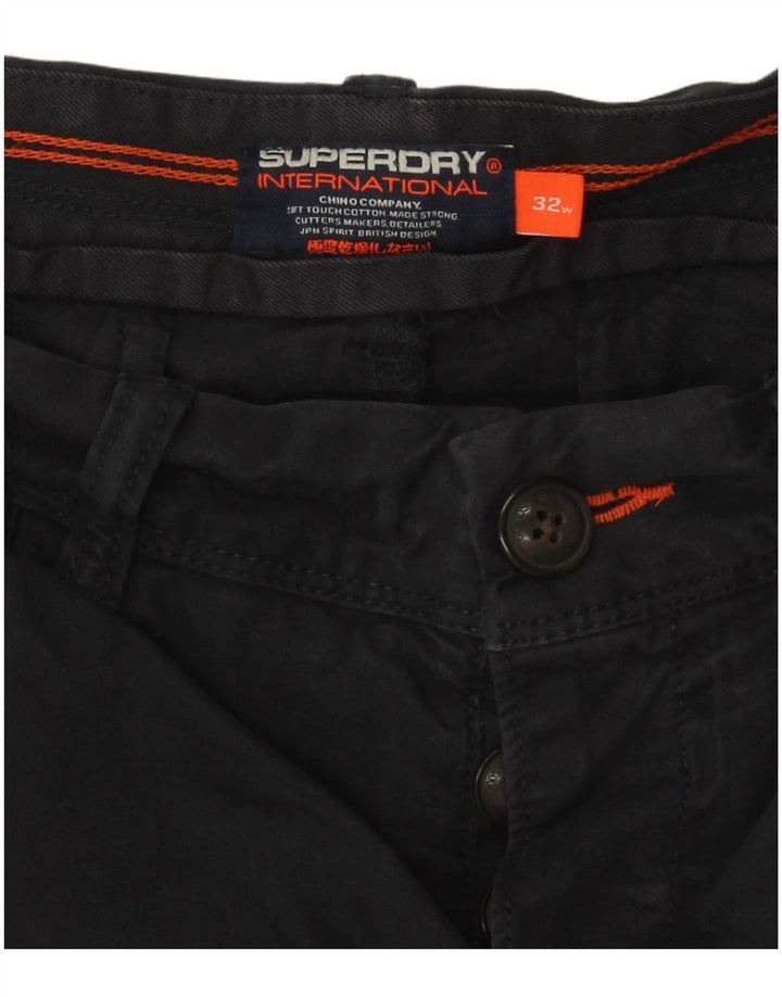Superdry Herren-Chinoshorts W32, mittelmarineblaue Baumwolle