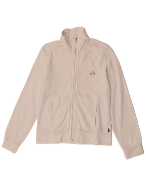 Adidas Damen Trainingsanzug Top Jacke UK 12 Mittelweiße Baumwolle