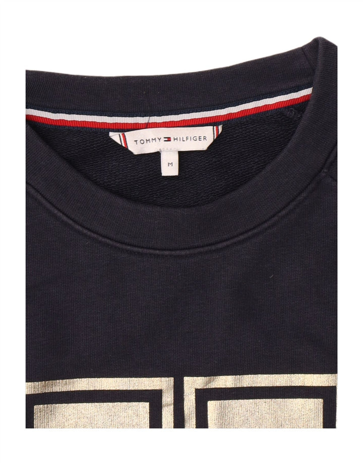 TOMMY HILFIGER Womens Graphic Sweatshirt Jumper UK 14 Medium Navy Blue