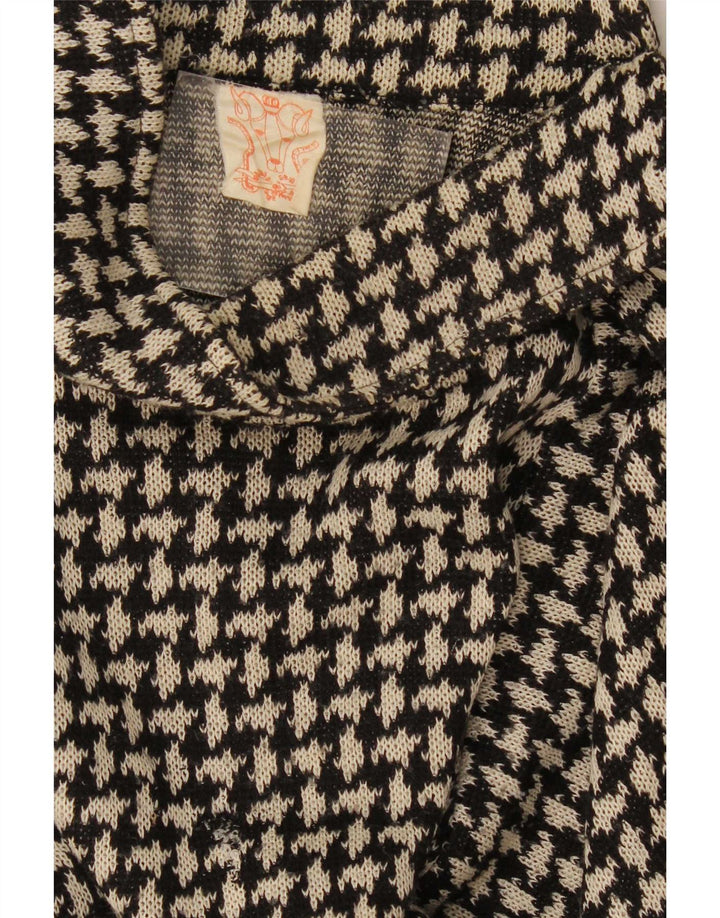 Vintage Damen Rollkragenpullover Pullover UK 12 Medium Black Houndstooth