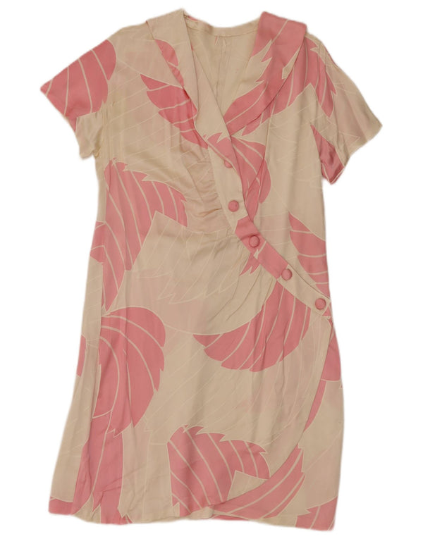 Vintage Damen Etuikleid UK 14 Medium Beige Floral