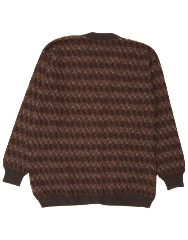 Bernardini Herren-Strickjacke, groß, braun, geometrisch