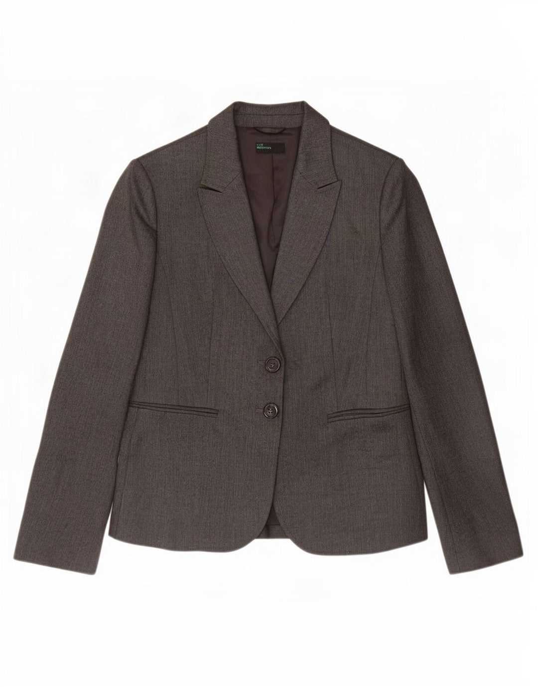 Benetton Damen-Blazer mit 2 Knöpfen, Gr. 10, Größe S, grau, Fischgrätenmuster