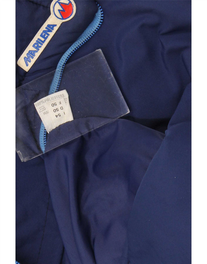 MARILENA Wattierte Herrenjacke UK 38 Mittelmarineblaues Colourblock-Polyamid