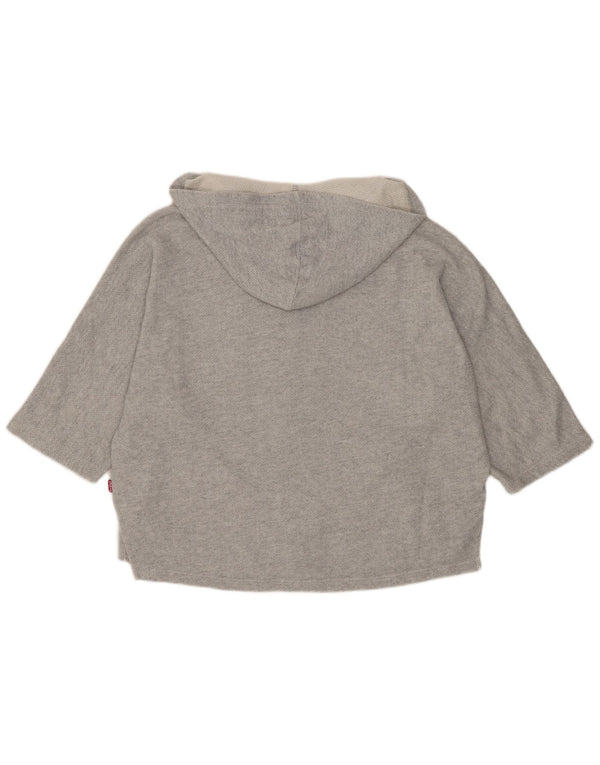 Levi's Mädchen-Kapuzenpullover mit grafischem 3/4-Ärmeln und Reißverschluss, 13–14 Jahre, graue Baumwolle