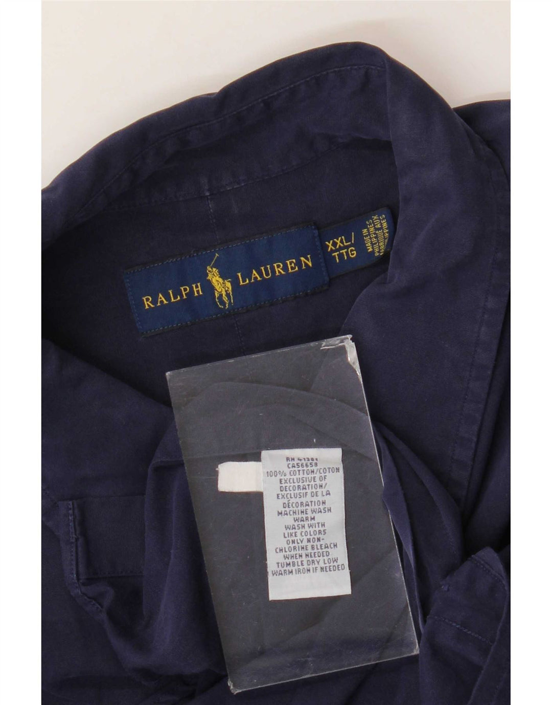 Ralph Lauren Herrenhemd 2XL Marineblau Baumwolle