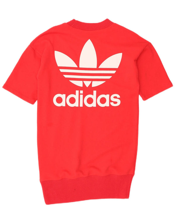 Adidas Damen Sweatshirt-Pulloverkleid mit Grafik, UK 10, Größe S, rot, Baumwolle