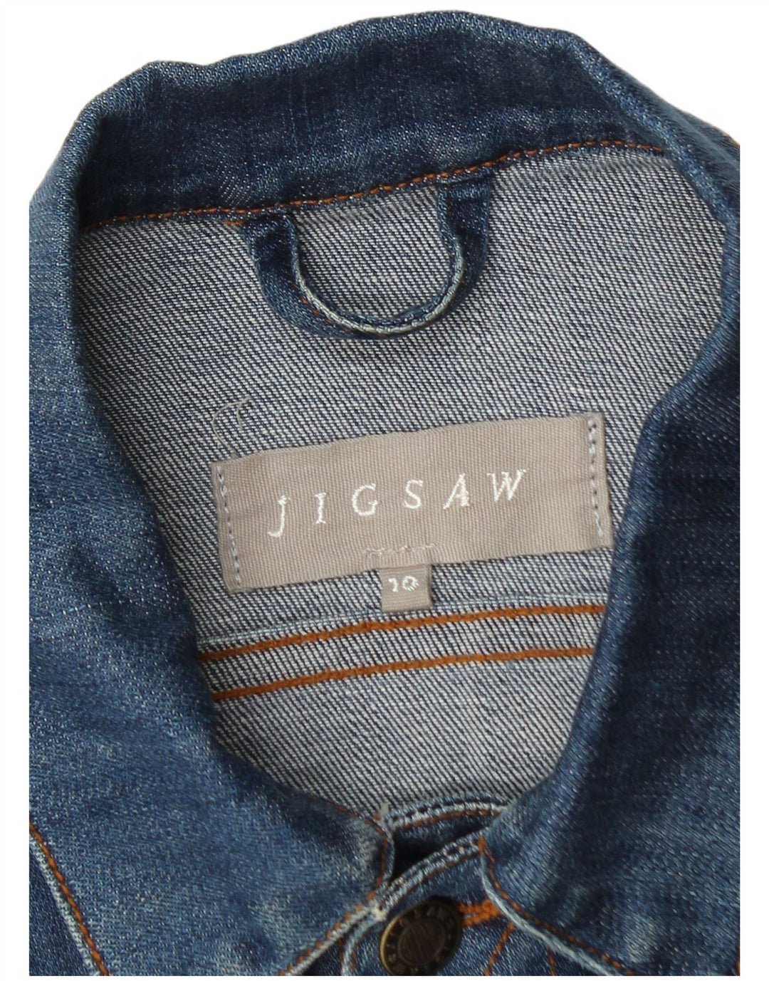 Jigsaw Damen Crop Denim Jacke UK 10 Small Blau Baumwolle