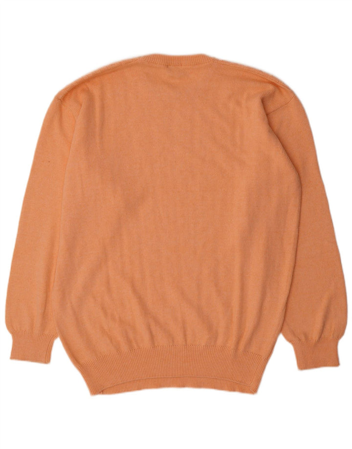 Trussardi Herren-Pullover mit U-Boot-Ausschnitt, groß, orangefarbene Baumwolle