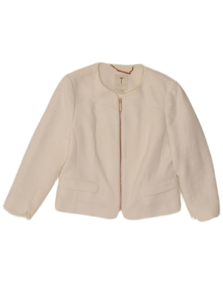 Ted Baker Damen Crop Blazer Jacke Größe 3 Mittelweißes Polyester
