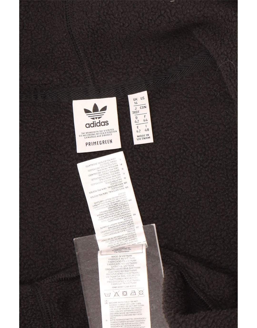 ADIDAS Damen Primegreen Oversized Zip Hoodie Pullover UK 16 Large Schwarz