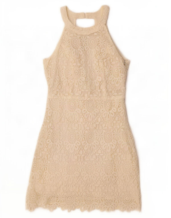 Hollister Damen-Spitzenhalterkleid US 1 XS Weiß geblümtes Polyester