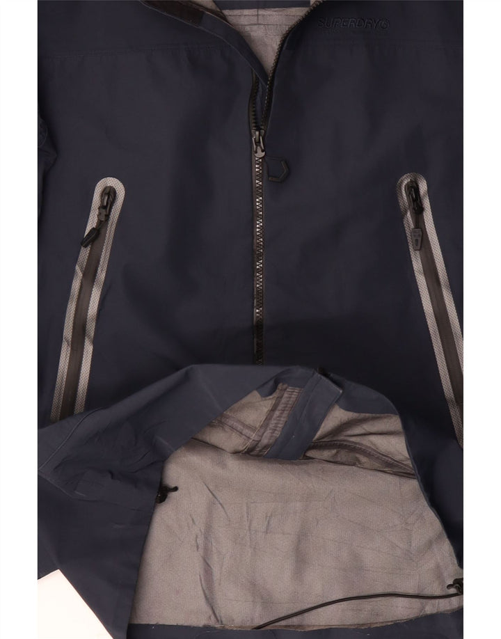 SUPERDRY Wasserdichte Herrenjacke mit Kapuze, UK 36, Größe S, Marineblau, Polyester
