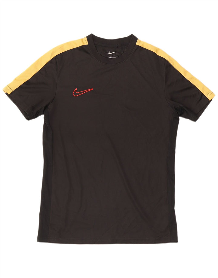 Nike Herren Dri Fit Slim T-Shirt Top Mittelschwarzes Colourblock-Polyester
